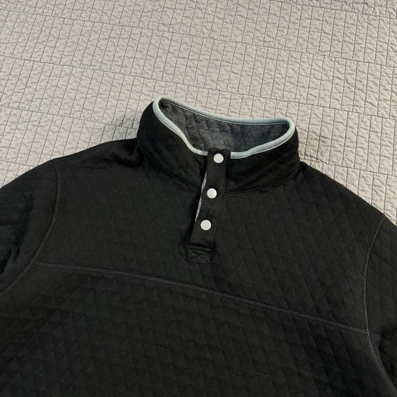 1/4 Snap T Reversible Pullover Men's Large Black Gray Quilted Outdoors Sweater - Picture 3 of 13